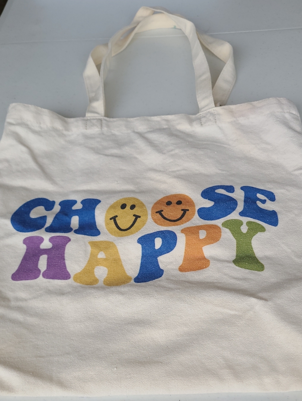 Choose Happy Colorful Canvas Tote